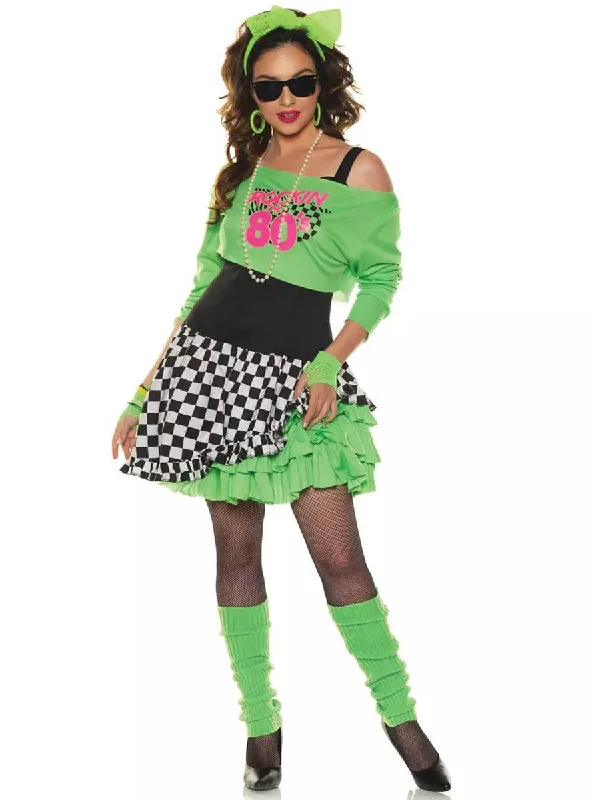 Totally Awesome Womens Green 80s Fancy Dress Costume Tunics Luxurious high-end