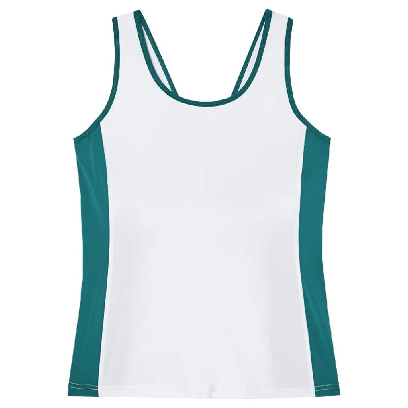 Fila Women's LA Finale V Back Tank - White/Deep Lake loose fit tank