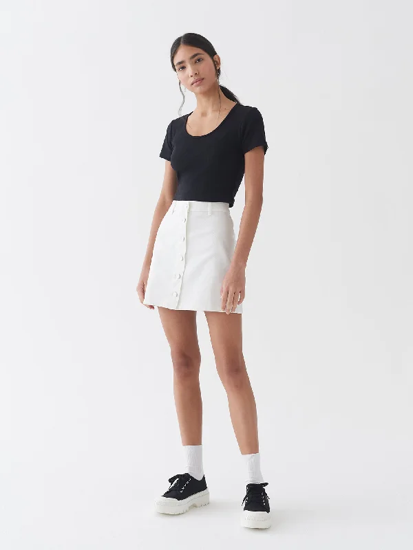 LO Button Through Skirt - Off White low waist skirt