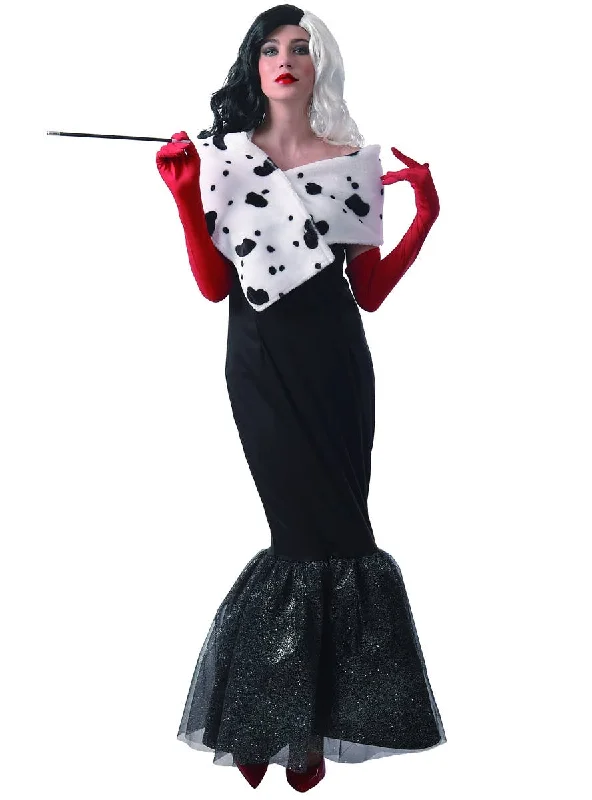 Womens Black and White Cruel Diva Fancy Dress Costume Tunics Solid Classic