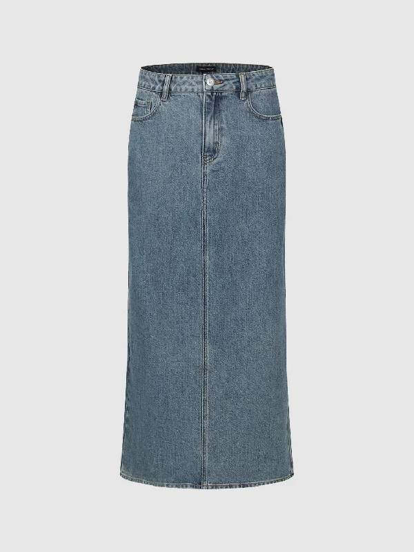 Straight Denim Skirt silk skirt lustrous