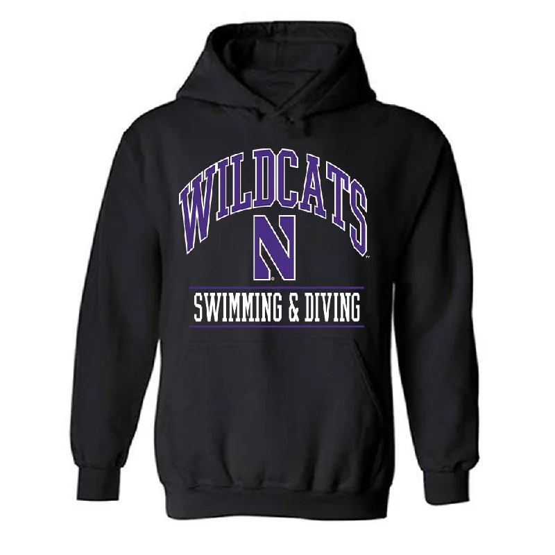 Northwestern - NCAA Women's Swimming & Diving : Annika Wagner - Classic Shersey Hooded Sweatshirt Hoodie with Slit Hem Functional Movement