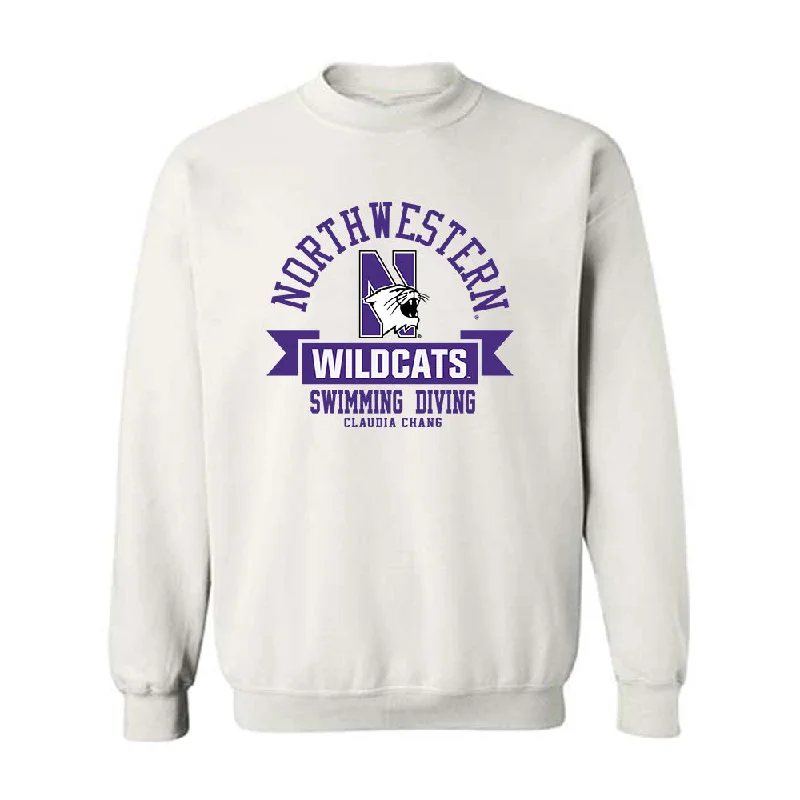 Northwestern - NCAA Women's Swimming & Diving : Claudia Chang - Classic Fashion Shersey Crewneck Sweatshirt Hoodie with Patch Decorative Personalized