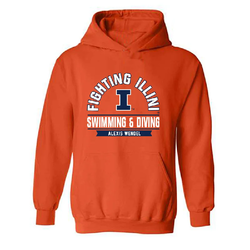 Illinois - NCAA Women's Swimming & Diving : Alexis Wendel - Classic Fashion Shersey Hooded Sweatshirt Hoodie with Fur Luxurious Winter