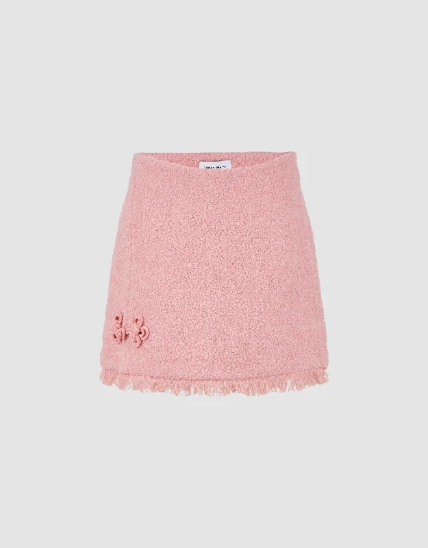 Raw Hem Tweed Mini A-Line Skirt linen skirt light