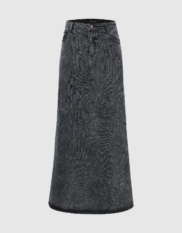 Midi Fishtail Denim Skirt cashmere skirt fine