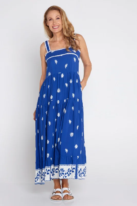 Lennon Strap Dress - Royal Blue Daisy Tunics Canvas sturdy