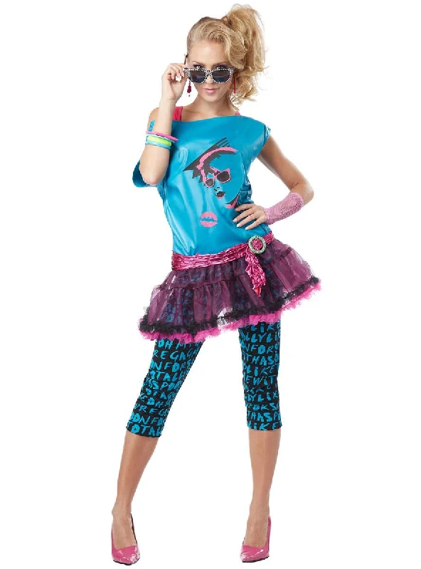 Valley Girl Womens 80s Fancy Dress Costume Boat Neckline Classic