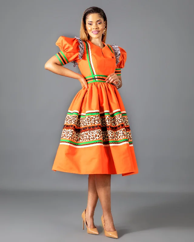 Mapitsi Bespoke Dress in Orange Tunics Trendy modern