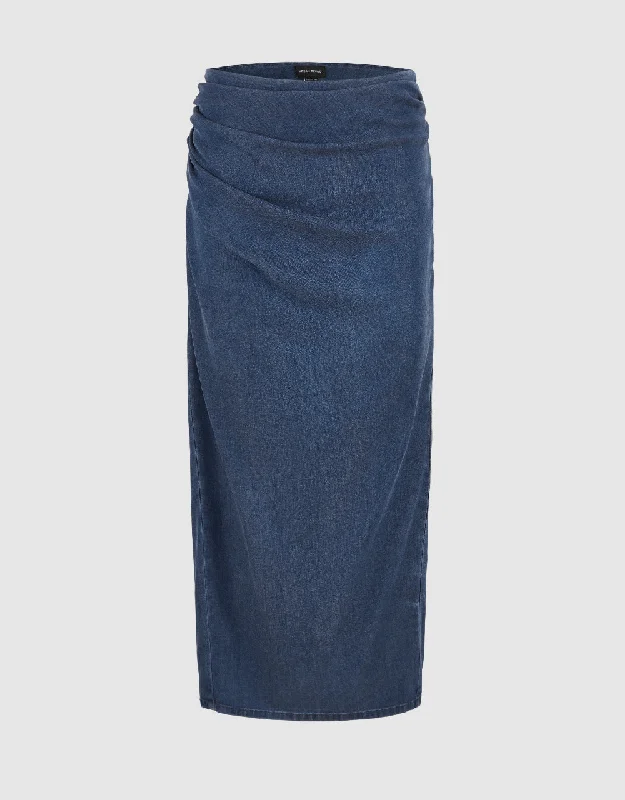 Midi Straight Denim Skirt velvet skirt rich