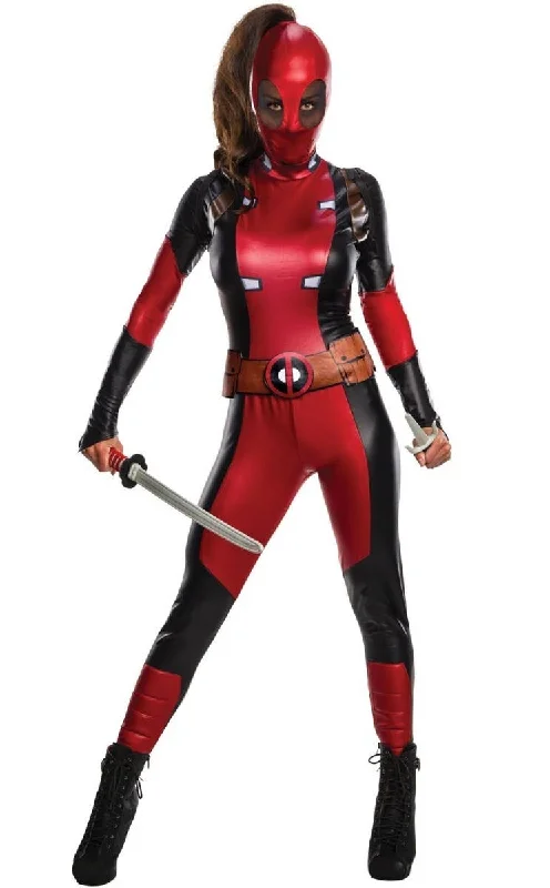 Secret Wishes Deadpool Deluxe Womens Fancy Dress Costume Tunics Solid Classic