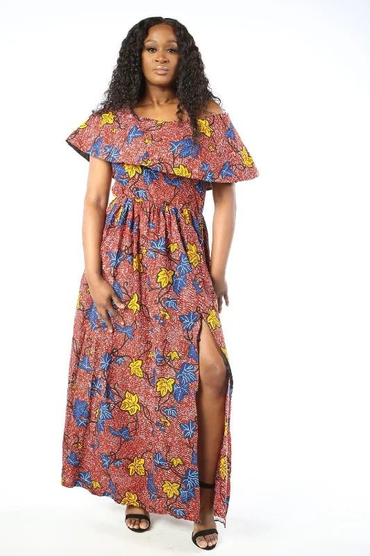 AKANI African Print Women's Dress (Maxi) Tunics Practical durable