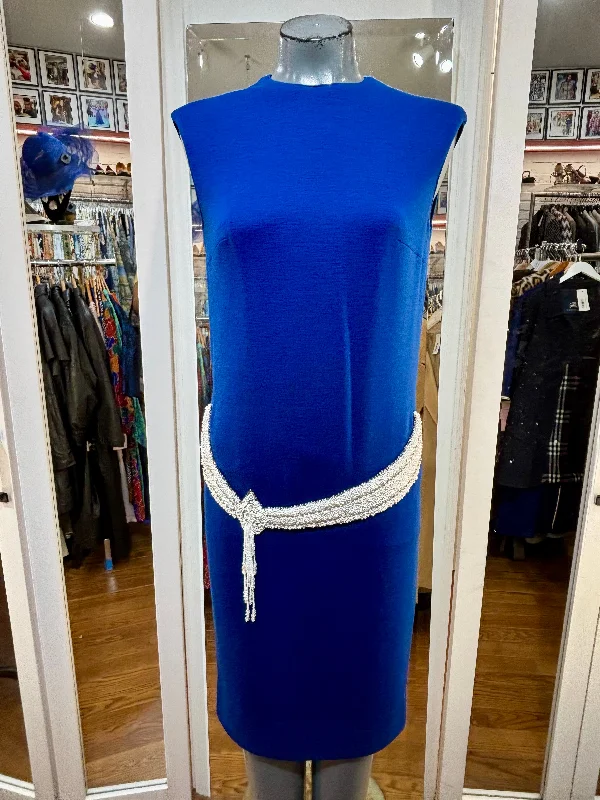 60’s Royal Blue Non Sleeve Dress With Beaded Waist Details Tunics Occasion special