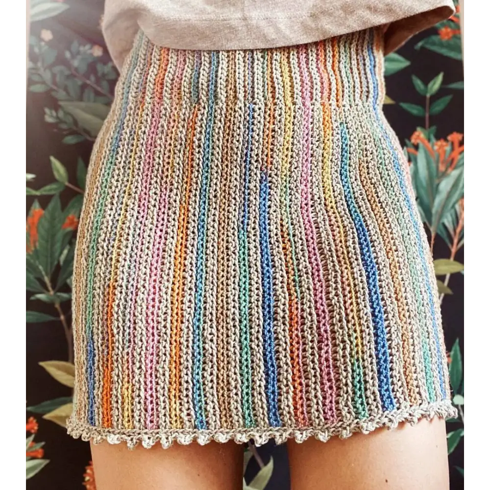 Elegant Multicoloured Knitted Woven Design Skirts For Women linen skirt light