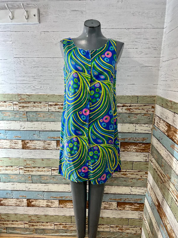 60’s Multicolor Abstract Print Dress By Fashions Marilyn Tunics Designer luxury