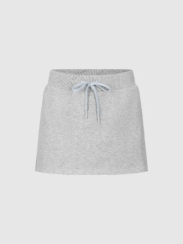 Drawstring Waist Mini A-Line Skirt casual skirt length