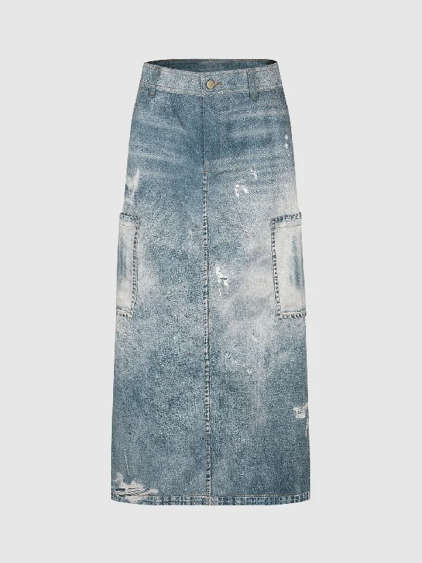 Straight Denim Skirt velvet skirt plush