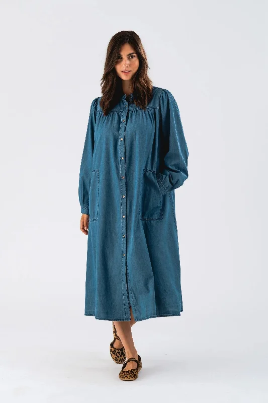 Dress 23495 306 Jess Dress Blue Tunics Summer linen