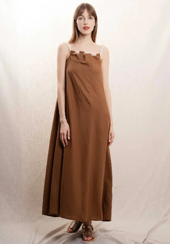 Dress L8731 Brown Tunics Satin smooth