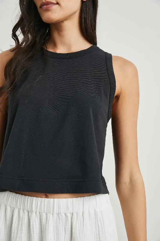 THE BOXY TANK - BLACK off shoulder tank