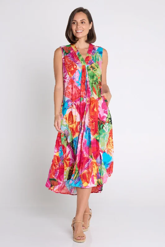 Jozani Dress - Pink Print Tunics Running lightweight