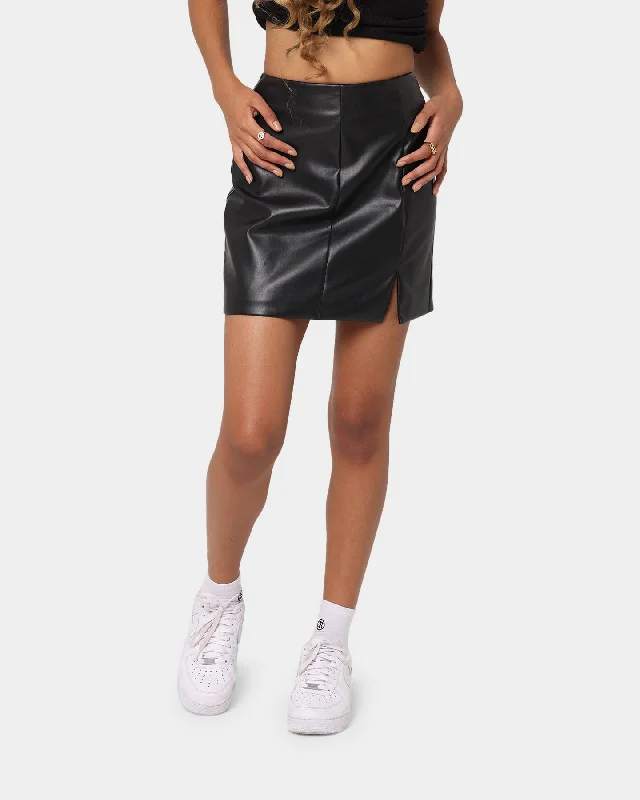 XXIII Women's Mia Faux Leather Skirt Black modal blend skirt