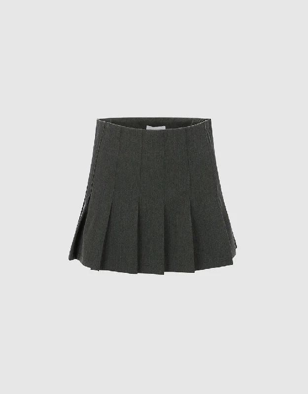 Pleated Mini A-Line Skirt flowy skirt hem