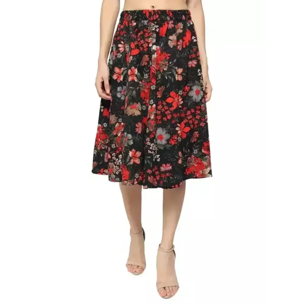 Elegant Crepe Printed Skirts For Women velvet skirt luxury