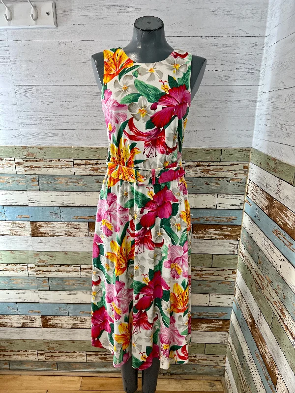 80’s Multicolor Flower Dress With Wrap Back Tunics Corduroy durable
