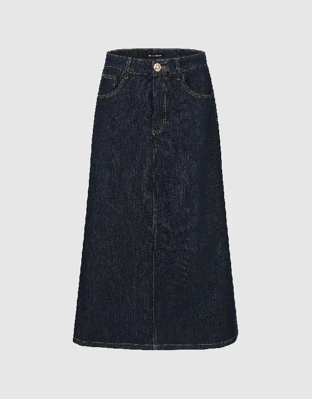 Midi A-Line Denim Skirt velvet skirt luxurious