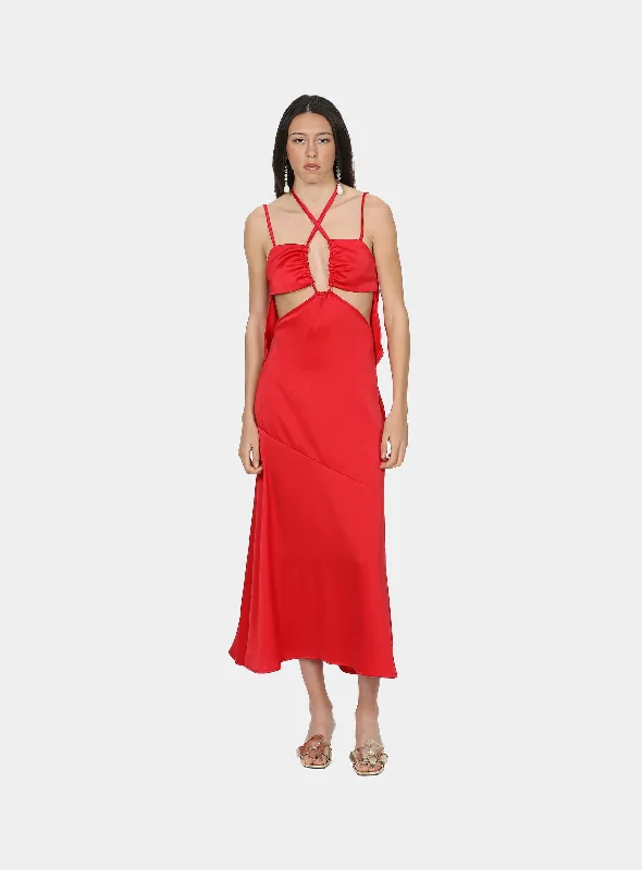 SCARLET CHERRY DRESS Boat Neckline Classic