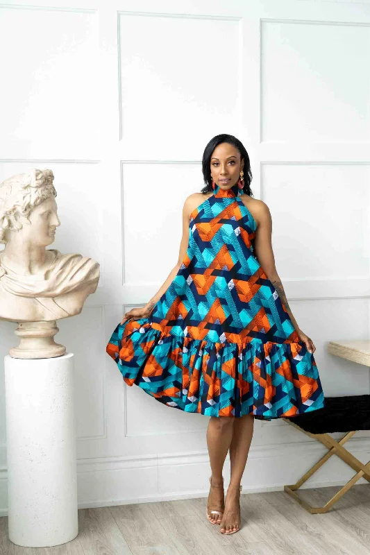 AINA African Print Midi Women' Dress (Haltered Neck) Tunics Top rated