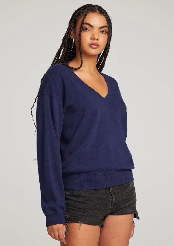 v neck sweatshirt Hoodie with Hem Ribbing Snug Secure