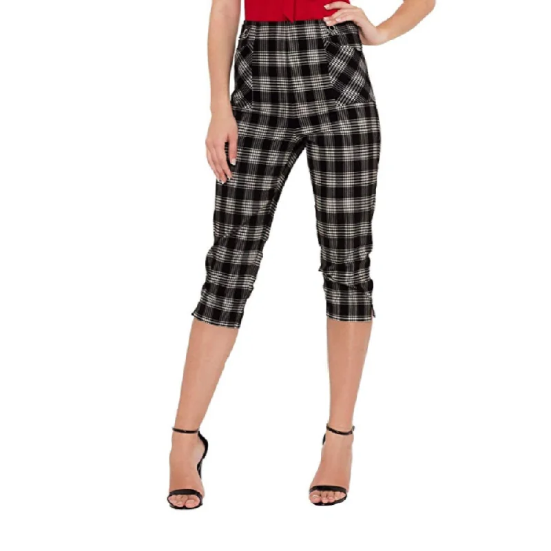 High-Waisted Plaid Crop Trousers Trousers Capri Summer