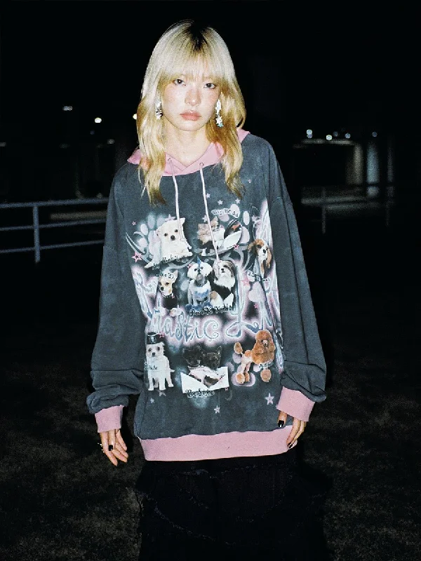 Dog Print Hoodie Pullover【s0000000515】 Hoodie with Relaxed Fit Easy Casual