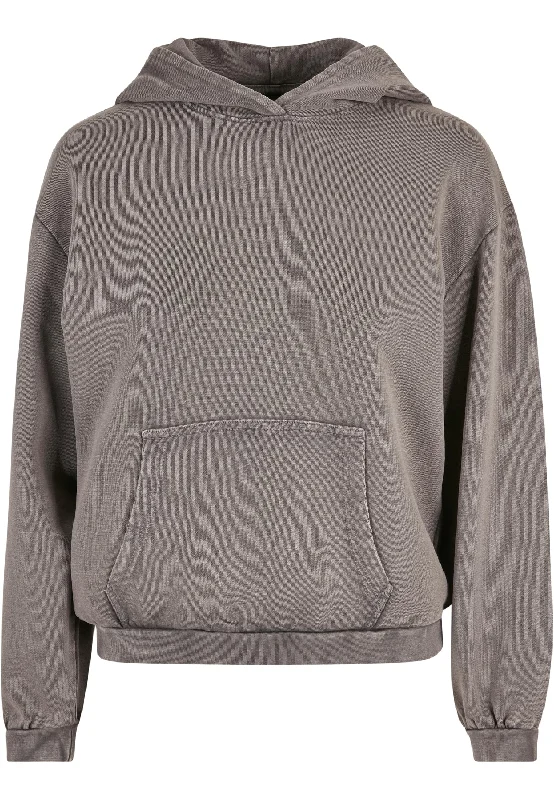 Asphalt - Women's acid washed oversized hoodie Hoodie with Hem Embroidery Detailed Premium Asphalt - Women's acid washed oversized hoodie Hoodie with Hem Embroidery Detailed Premium
