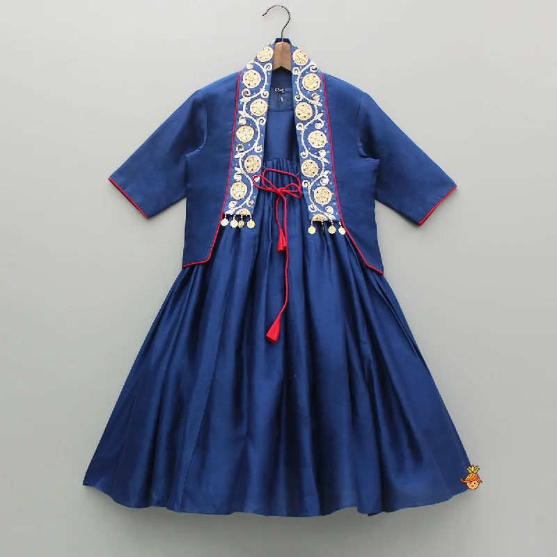 Pre Order: Blue Kurti With Embroidered And Embellished Jacket Appliqued Jacket Beaded Jacket Sequined Jacket Pre Order: Blue Kurti With Embroidered And Embellished Jacket Appliqued Jacket Beaded Jacket Sequined Jacket