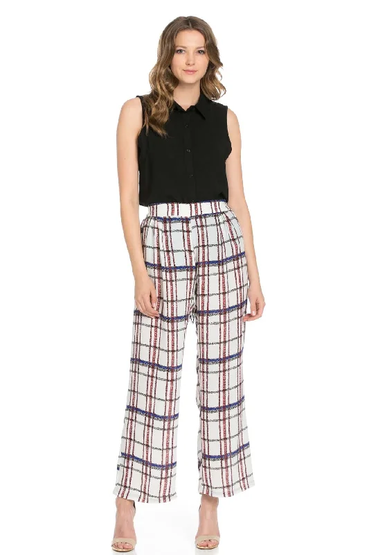 Plaid Easy Breezy Trousers Women Trousers practical easy-care