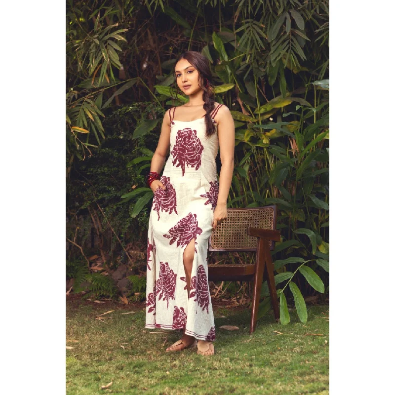 Mid Night Kala Cotton Women's Rose Dress