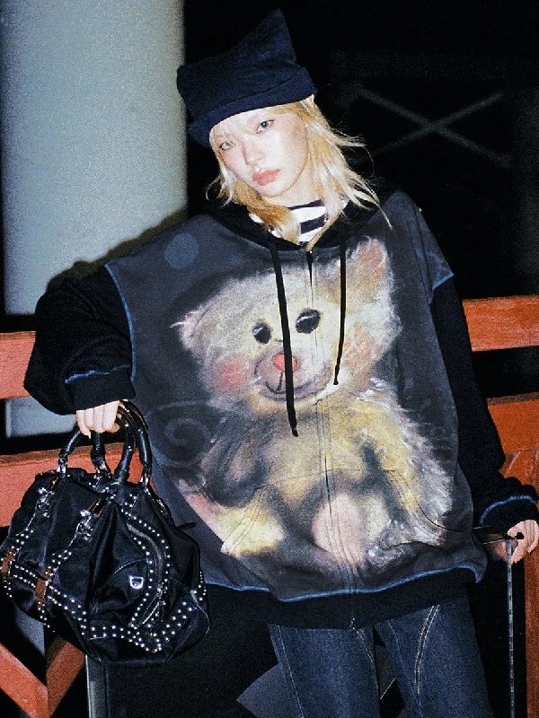 Bear Hoodie Cute Parka【s0000000516】 Hoodie with Slim Fit Tailored Modern