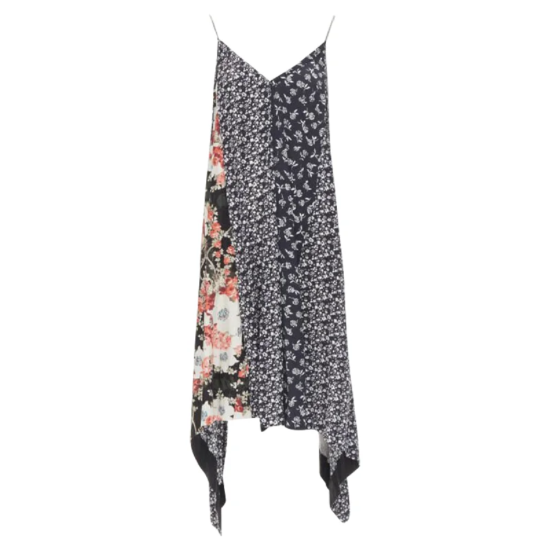 Rag & Bone silver chain mixed floral patchwork handkerchief dress