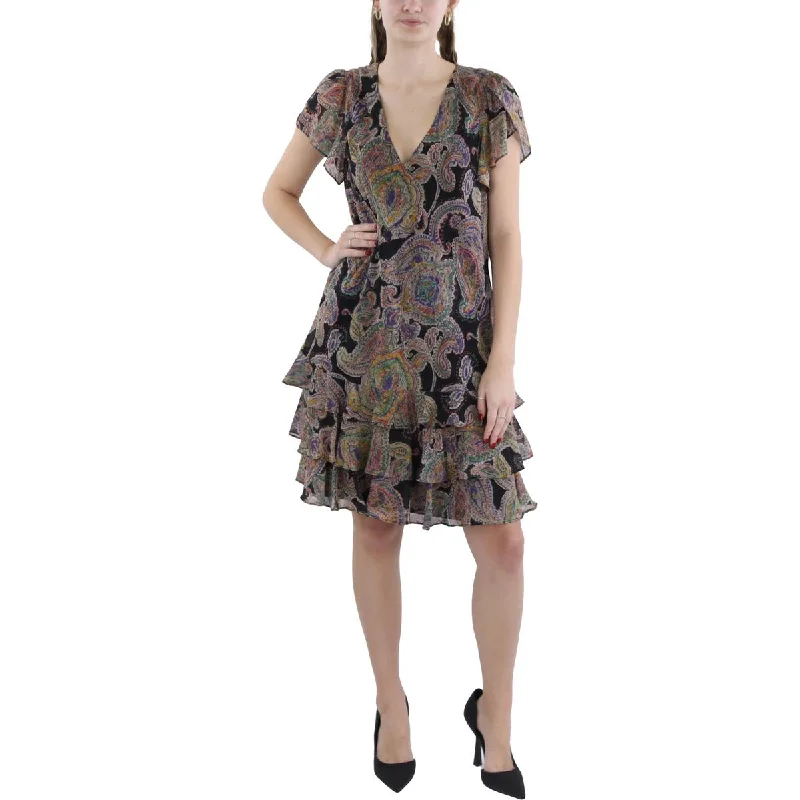 Womens Matte Jersey Printed Cocktail Dress