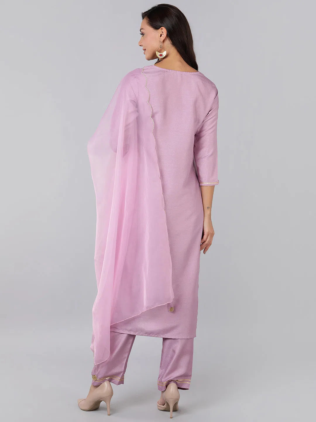 Ahika Poly Silk Yoke Design Kurta Trousers-PKSKD1315_S Trousers Denim Distressed