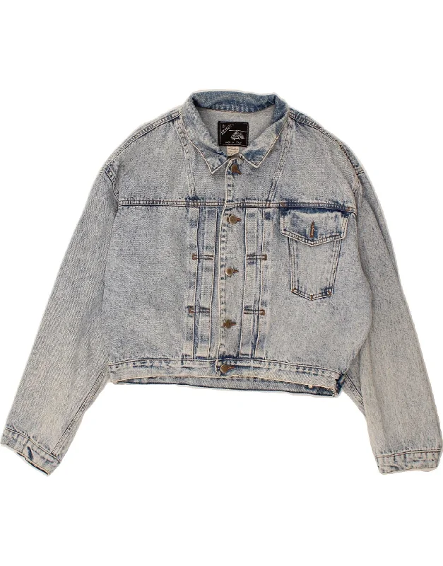 OXYGEN Womens Oversized Crop Denim Jacket UK 18 XL Blue Welt Pockets Slit Pockets Flap Pockets OXYGEN Womens Oversized Crop Denim Jacket UK 18 XL Blue Welt Pockets Slit Pockets Flap Pockets