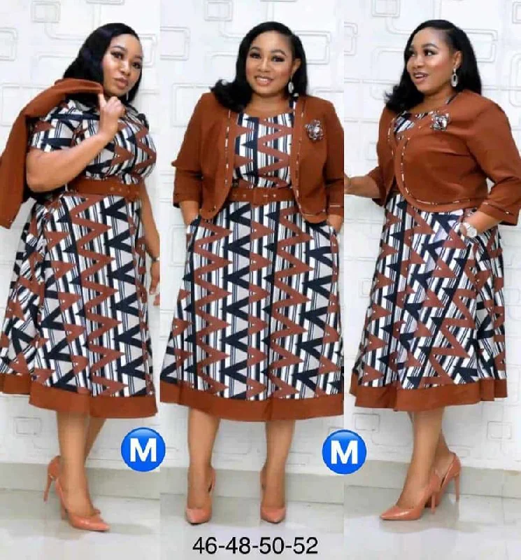 African Plus Size Women's New Printed Two-Piece Dress +