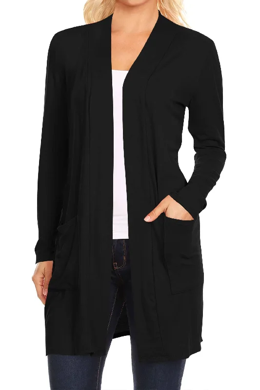 Women's Long Sleeves Casual Solid Outerwear Sweater Cardigan black Transparent Opaque Sheer