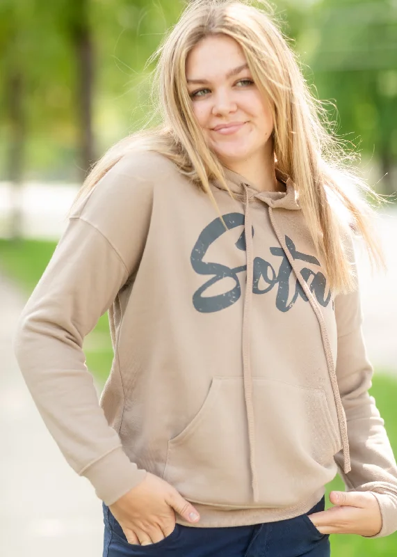 Sota' Khaki Maple Hoodie - FINAL SALE Hoodie with Button Placket Classic Preppy