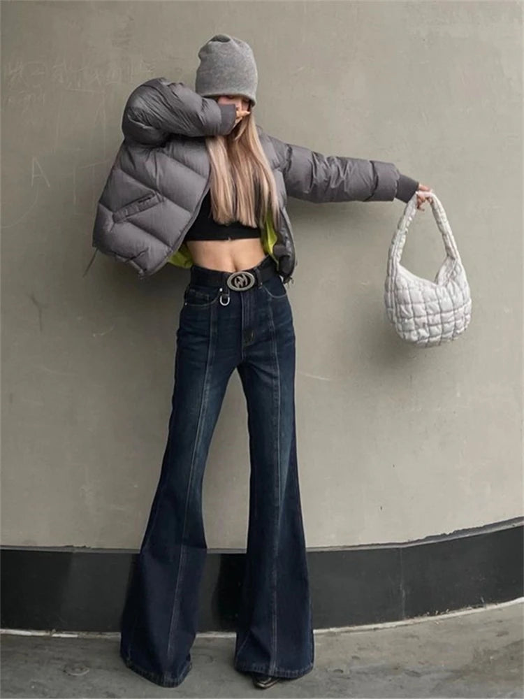 Advbridge Women's American Blue Flare Jeans High Waist Wide Leg Pants Y2K Style Fashion Streetwear Female Straight Bell-bottom Trousers High Waist Slim Fit Ankle Length Advbridge Women's American Blue Flare Jeans High Waist Wide Leg Pants Y2K Style Fashion Streetwear Female Straight Bell-bottom Trousers High Waist Slim Fit Ankle Length