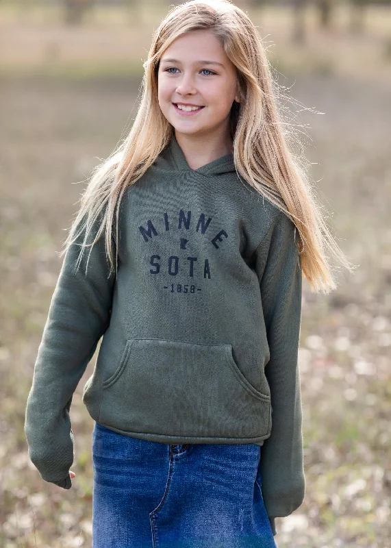 Youth Tamarack Army Green Minnesota Hoodie - FINAL SALE Hoodie with Rhinestones Sparkly Elegant Youth Tamarack Army Green Minnesota Hoodie - FINAL SALE Hoodie with Rhinestones Sparkly Elegant