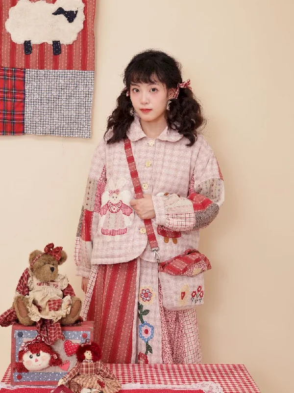 Doll Collar Cotton Jacket【s0000010897】 Herringbone Jacket Houndstooth Jacket Plaid Jacket Doll Collar Cotton Jacket【s0000010897】 Herringbone Jacket Houndstooth Jacket Plaid Jacket